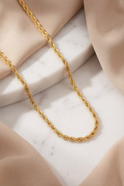 FerizZ Çelik Zincir Altın Kaplama Burgu Model 2,5 MM ZN-126