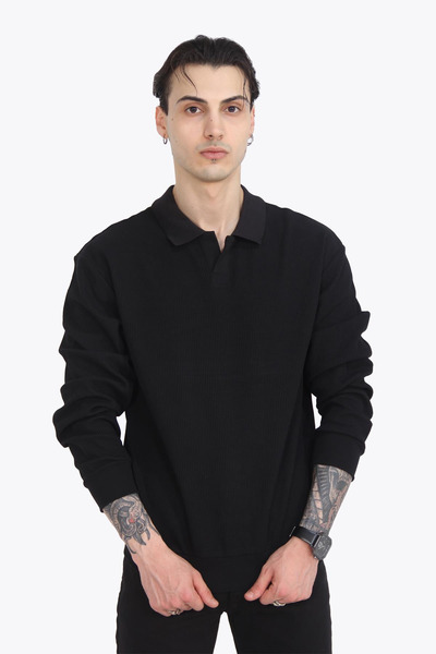 Mckanzie 5764 tricotaj cu striații Hanorac Ribana fără nasturi cu guler polo