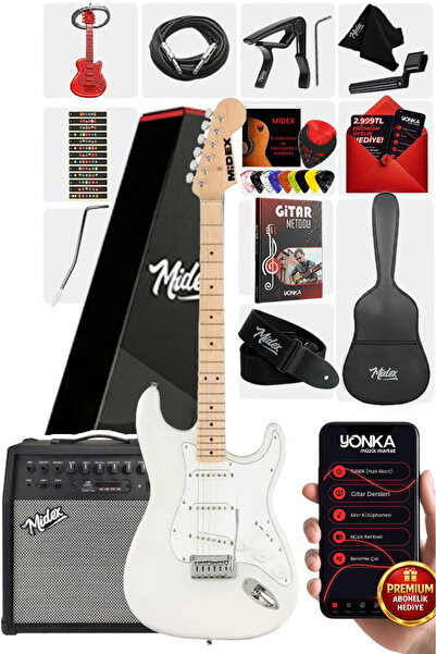 Midex Rph-30wh-50amp Maple Klavye Sss 50w Amfili Elektro Gitar Seti