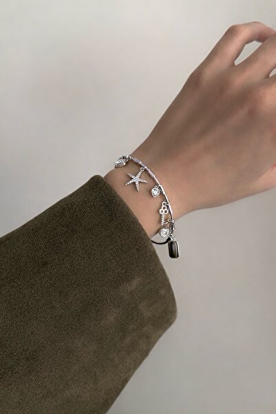 Okko Store Heart Detailed Multi-Charms Bracelet