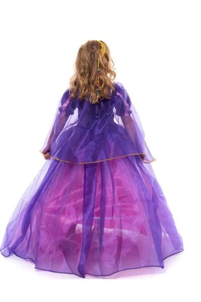 dilaydamla kids Girl's Dress Crown Rapunzel Costume - Rapunzel Costume with Cape Crown and Tarlatan Children's Evening Dress