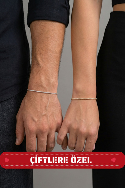 esdika SU YOLU-YUVARLAK YILAN ÇİFT/SEVGİLİ BİLEKLİĞİ • 925 AYAR GÜMÜŞ • PREMİ...