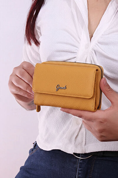 Grande 2754 Black detail Genuine leather Women's wallet card holder clutch YE...