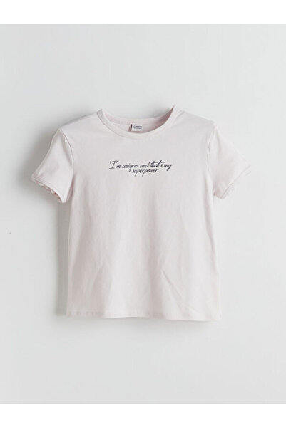 LC Waikiki Rmz Gi̇yi̇m Farkiyla Zero Roba Collar Printed Girls' T-Shirt