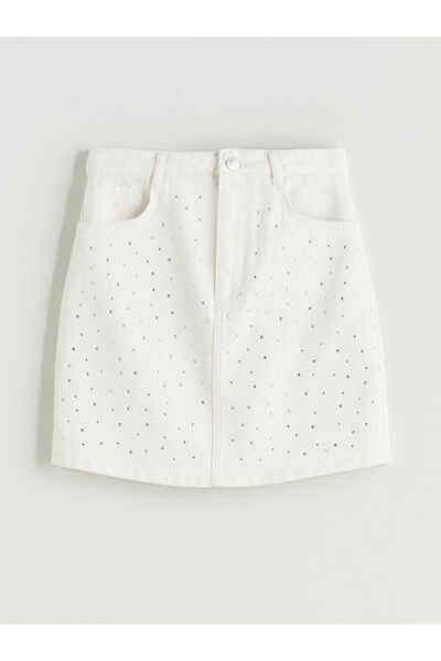 LC Waikiki Timeless Clothing & Zamansız Seçimler Taşlı Kız Çocuk Jean Etek