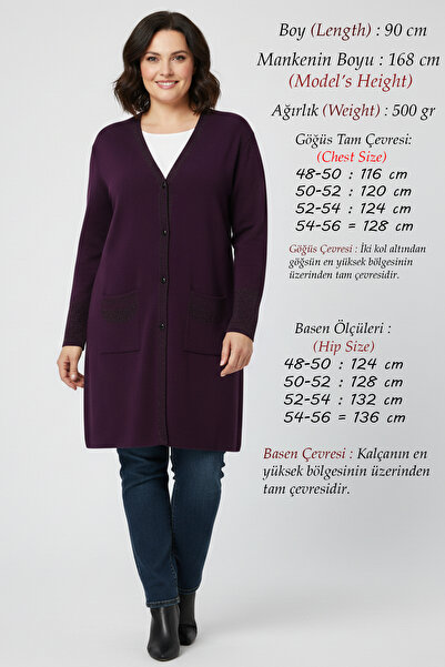 Laden Tricotaj special pentru femei, mărime mare, argintiu, lung, de înaltă c...