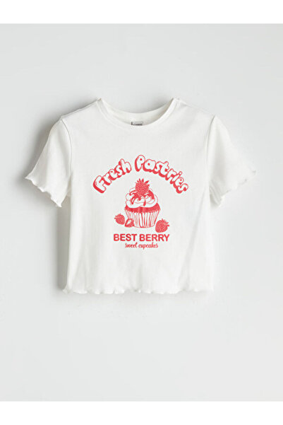 LC Waikiki RMZ GİYİM FARKIYA تي شيرت بناتي مطبوع بياقة روبا