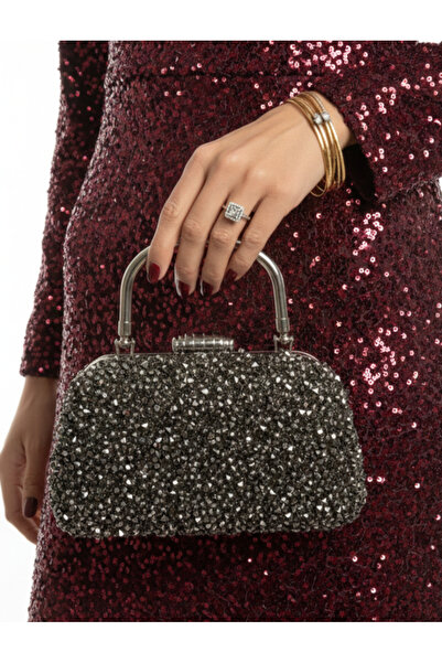 Çanta Trend Cristal Cast Antracit Stone Stipendija Ženska ruka i dugi lanac t...