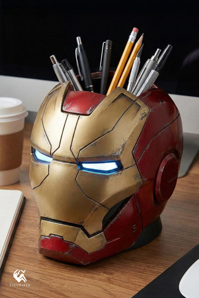Figurista Iron Man Büst Kalemlik – 16K UHD Resin El Boyama Premium Masaüstü D...