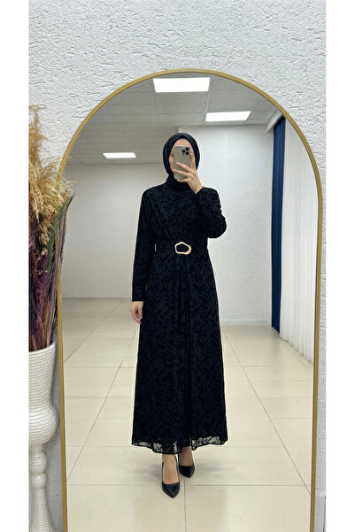 BENAHOLL Φόρεμα με σχέδιο Maya και αγκράφα μπροστά-EK749.2 Μαύρο