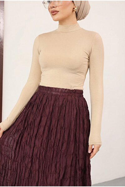 Modamorfo تنورة مبطنة من قماش الجيبلي - لون البرقوق