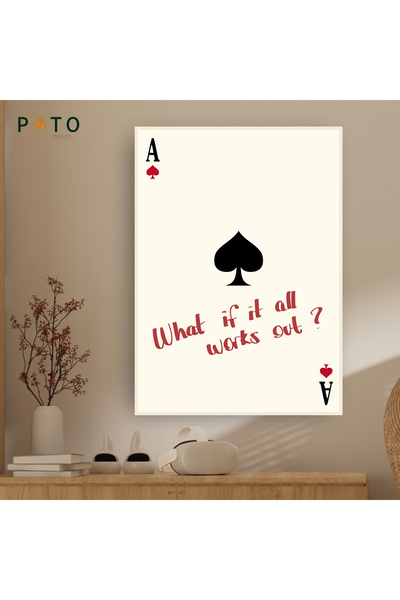 Pato Design 'What if it all works out?' Maça Ası & İskambil Kart Tablo | Bej ...