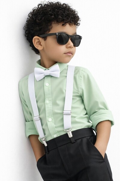 Algitsin O L A Vješalica za dečije pantalone + set leptir mašne + bela boja