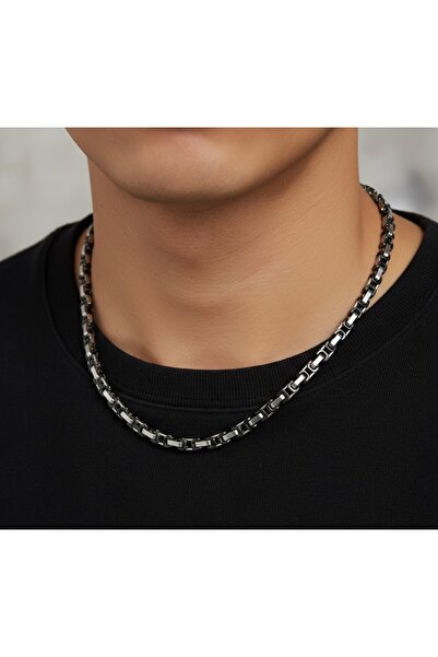 aurora dükkan Steel King Necklace Black White