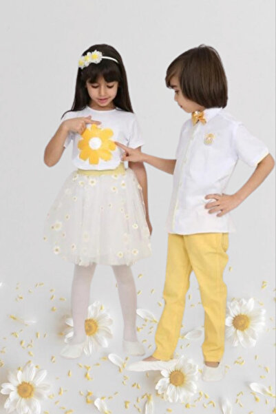 Nacar Kız Erkek Çocuk 23 Nisan Okul Gösteri Kıyafeti Pantolon Etek Gömlek Tsh...