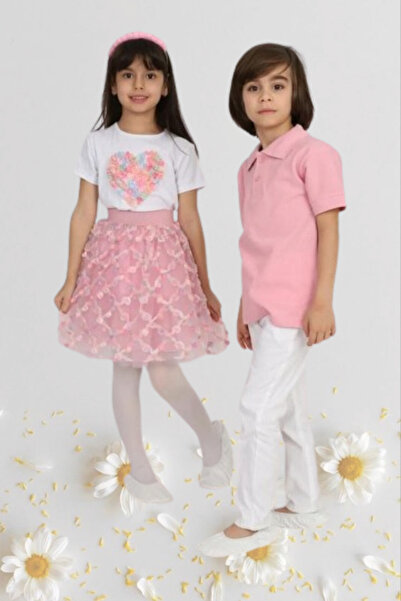 Nacar Kız Erkek Çocuk 23 Nisan Okul Gösteri Kıyafeti Pantolon Etek Tshirt Tak...