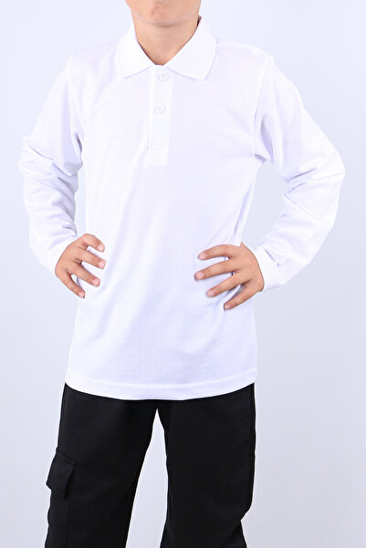 HÇM Детска унисекс бяла училищна риза с дълги ръкави C16