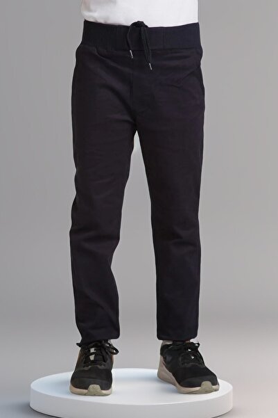 DEROSHkids Erkek Çocuk Kız Çocuk Lastikli Rıbana Bel Camel Bej-Siyah Boru Paç...