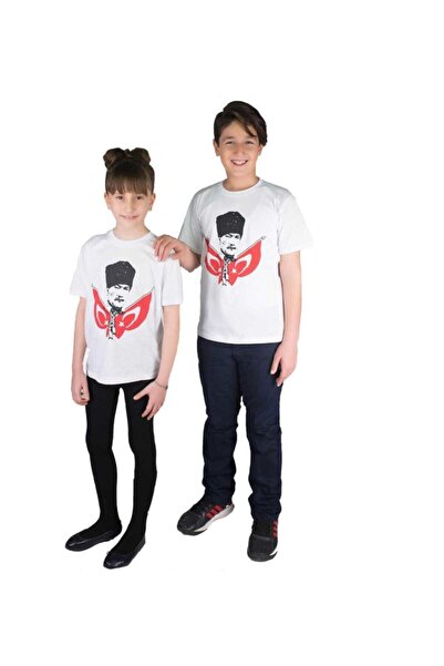 Nacar 23 Nisan Unisex Çocuk Atatürk Ve Bayrak Baskılı T-shirt 0-24