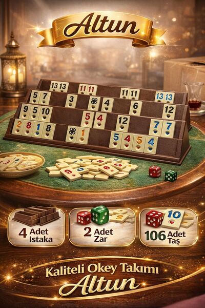 Altun Büyük Boy Plastik Istaka Melamin Taş Okey Takımı