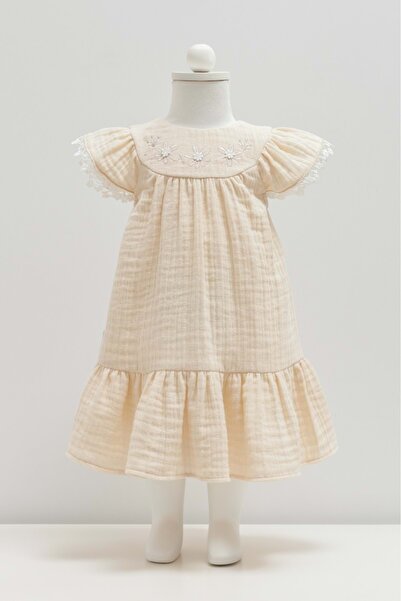 Caramell Smi̇le Muslin Dress Beige