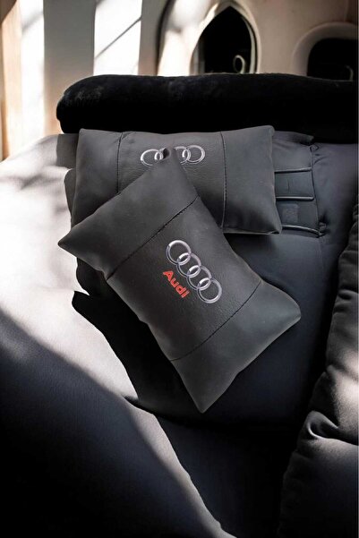 devritarz Audi Logo Baskılı Oto Boyun Yastığı Ortopedik Yastık