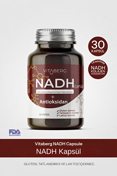 Vitaberg NADH Antioksidan+ | PQQ, Koenzim Q10, Resveratrol, Kolajen Tip II