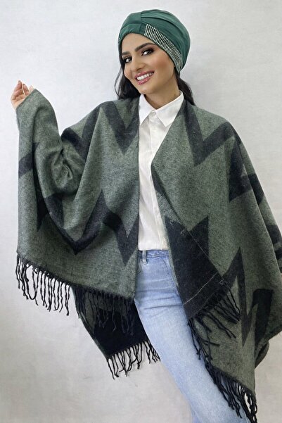 ALDAİR Winter Double Sided Women's Shoulder Poncho - 140X140