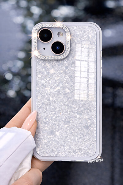 Ceponya حافظة آيفون 15 بتصميم لامع مرصع بالحجارة مع غطاء للكاميرا