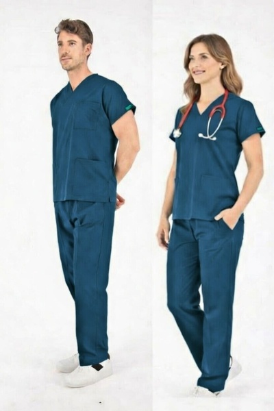 uçak iş giyim Costum verde petrol alpaca cu decolteu în V (mâneci detașabile)