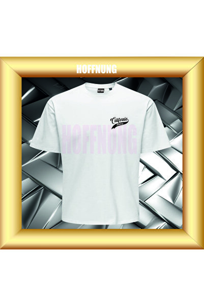 HOFFNUNG Unisex Short Sleeve Round Neck Califormia Hoffning Printed Solid Col...