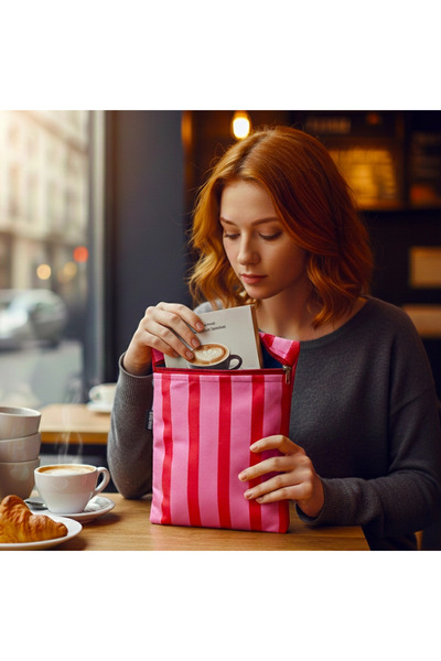 woodycord Ръчно изработена розова и червена калъф за книга и таблет (21x27 cm)