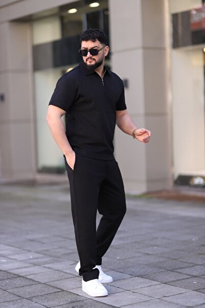 Ramires Men's Polo Collar (T-Shirt + Pants) Casual Fit Top and Bottom Set