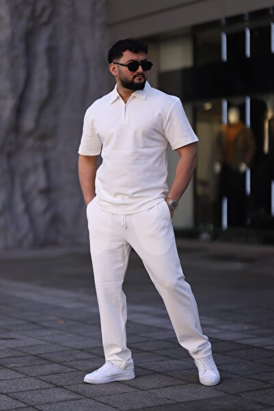 cto your style طقم رجالي بياقة بولو (تي شيرت + بنطلون) مريح ومثالي للارتداء ا...