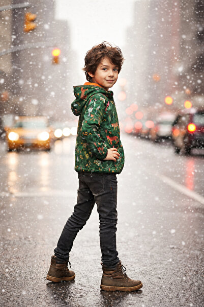 Street Sports Jachetă softshell cu animal print din junglă pentru băieți, cu ...