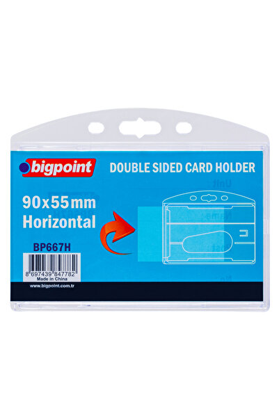 Bigpoint حافظة بطاقات مزدوجة الجوانب شفافة أفقية مقاس 90 × 55 مم × 10 قطع