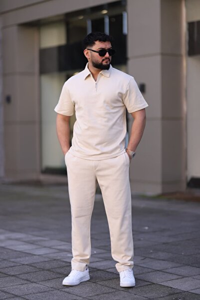 Ramires Men's Polo Collar (T-Shirt + Pants) Casual Fit Top and Bottom Set