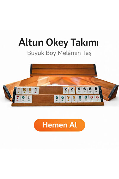 Altun Ahşap Büyük Boy Cilalı Okey Takımı Kemik Melamin Taş Ahşap Okey Takımı