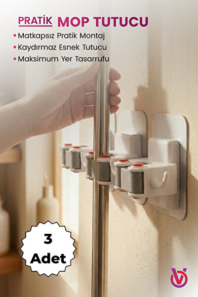 Viritias Çok Amaçlı Paspas ,Süpürge, Fırça Ve Mob Askısı Sap Tutucu Mutfak ve...