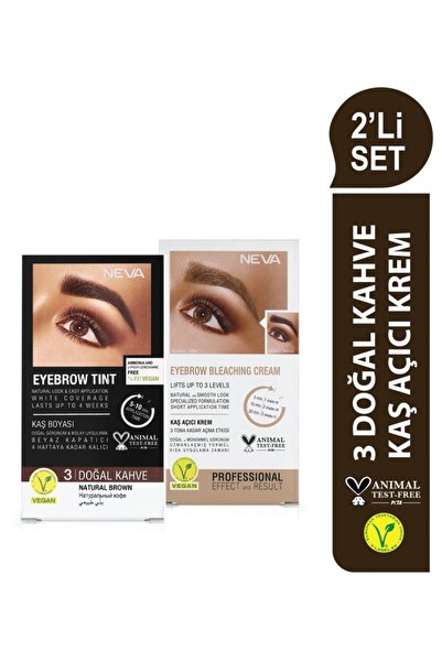 Neva 2'Lİ SET Kaş Boyası 3 DOĞAL KAHVE+ Kaş Açıcı Krem (vegan)