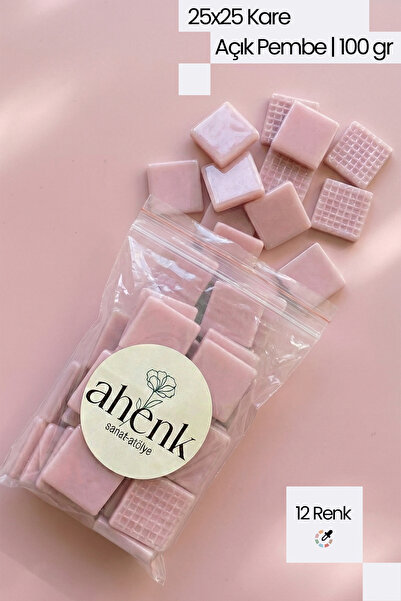 Ahenk Sanat Atölye 25x25 Sanatsal Kare Cam Mozaik Taşı (100 gr)