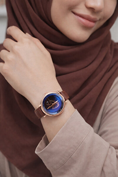 sonsuzsaat Kahverengi Deri Kordonlu Vav Harfli Şık Genç Kız Kadın Kol Saati