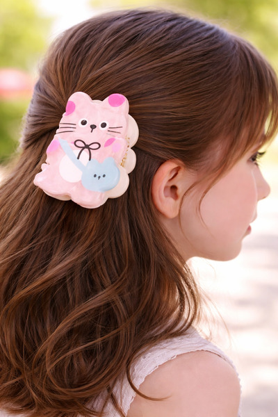 Renkli kids Şirin roz pisică modelat, pachet de 2, cataramă pentru copii de m...