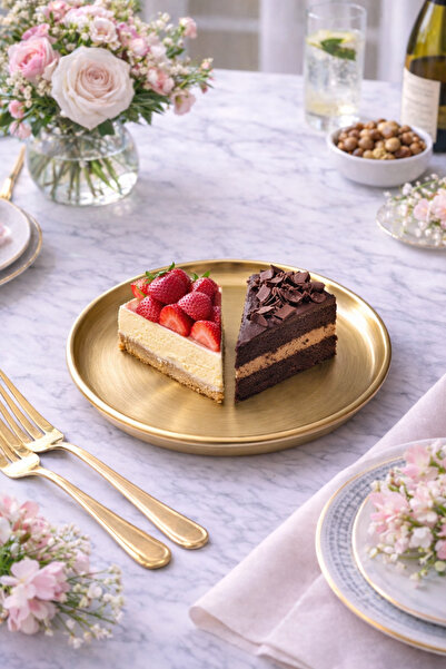 MİMOZA PARK 2 Pieces Gold 304 Stainless Steel 17 cm Food Presentation Plate