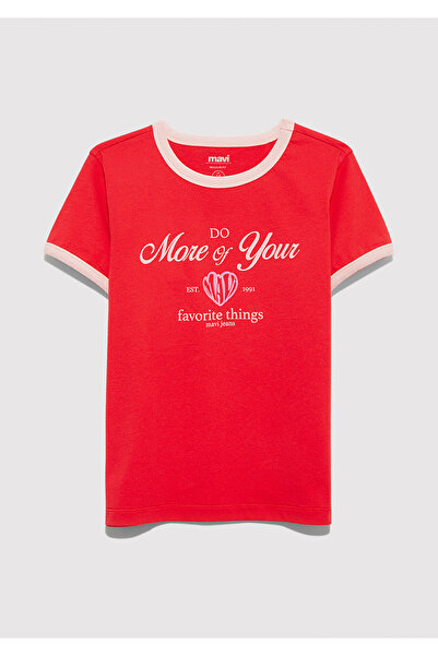 Mavi Printed Red T-Shirt Regular Fit / Normal Cut 7610399-70478
