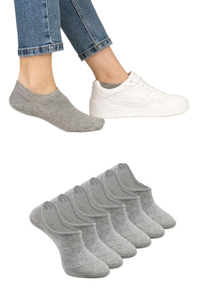 Ozzy Socks 6 чифта меки дамски спортни чорапи от бамбук в сиво, невидими под ...