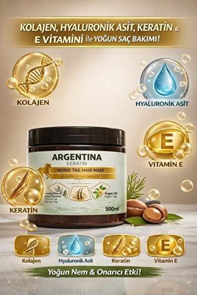 ARGENTİNA KERATİN Ponytail Argan Oil Hair Mask - Conditioner 500ml