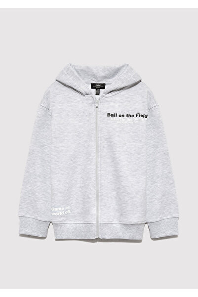 Mavi Baskılı Kapüşonlu Gri Sweatshirt 6S10182-88467