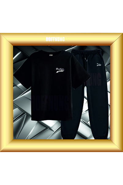 HOFFNUNG Unisex Casual Short Sleeve Set with Brooklyn Hoffning Print Outdoor ...