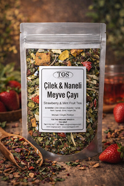 TOS The Organic Spices 100 جرام شاي الفواكه بالفراولة والنعناع - شاي الفواكه ...